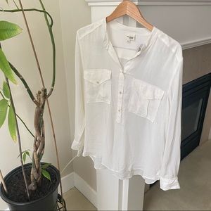 WILFRED FREE White Button Up Shirt Flowy Blouse